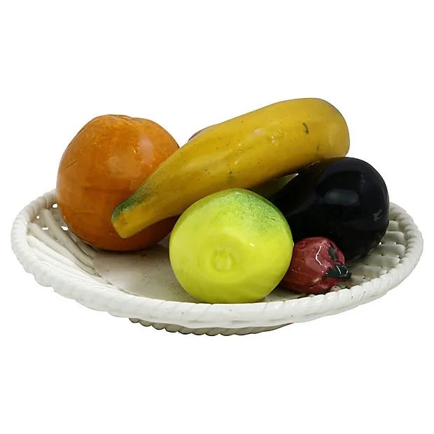 Midcentury Trompe l'Oeil Fruit Plate For Sale In Los Angeles - Image 6 of 6