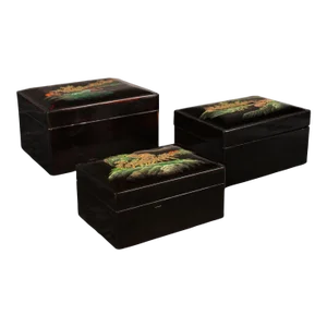 1940's Trio of Vintage Art Deco Japanese Nesting Boxes