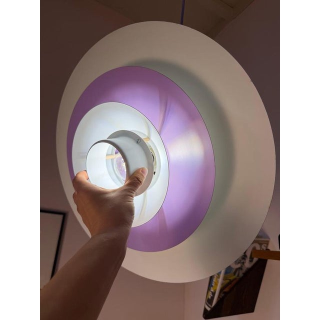 Purple White and Purple Louvered Lamp by Formlight, 1970s, Metal For Sale - Image 8 of 11