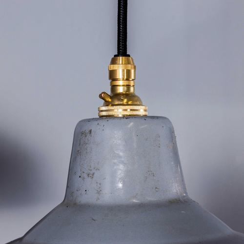Industrial Grey Enamelled Pendant Lamp from Benjamin, 1950s For Sale - Image 9 of 11
