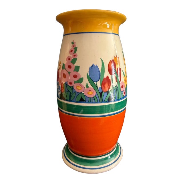 Clarice Cliff Wilkinson England “Honeyglaze – Chloris” Hand-Painted Vase For Sale