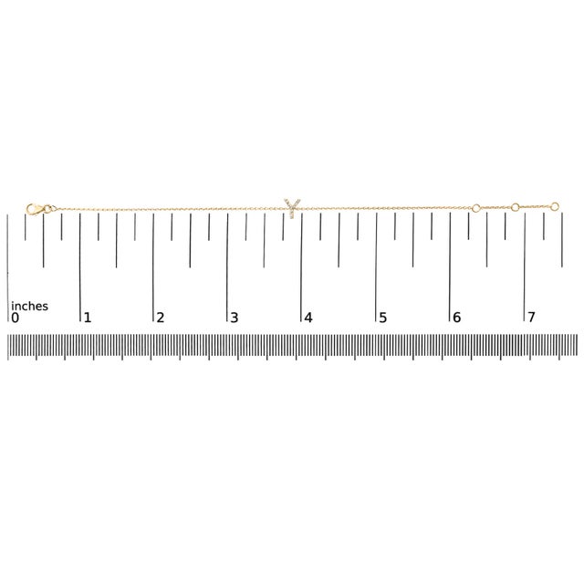 10K Yellow Gold Diamond Accent "Y" Initial Charm and Link Bracelet For Sale In New York - Image 6 of 6