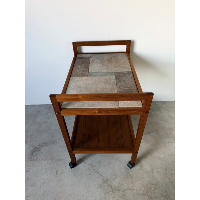 Mid-Century Modern Møbelfabrikken Teak & Tile Top Bar Cart For Sale In Miami - Image 6 of 17