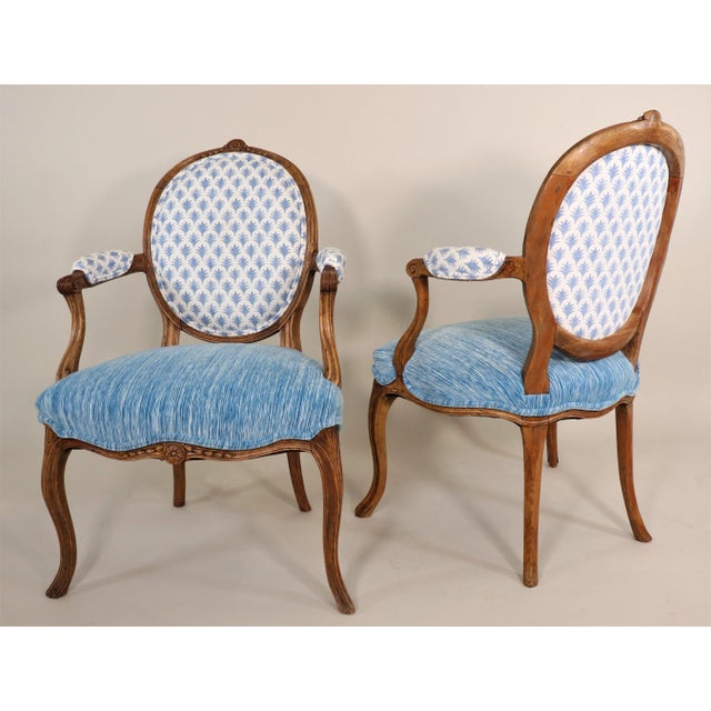 Pair of Mid-19th Century French Régence Style Fauteuils With Modern Fabrics For Sale - Image 10 of 12