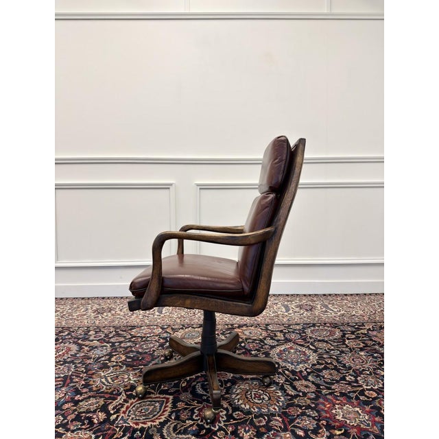 English Chesterfield Office Chair in Burgundy For Sale - Image 3 of 8