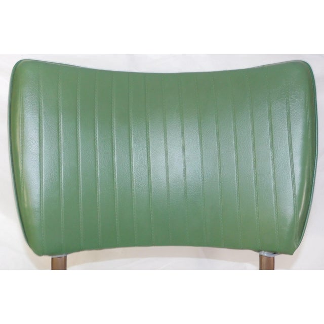 Restored Vintage Cosco Metal Chairs With Dark Sage Green Vinyl Upholstery For Sale - Image 10 of 15