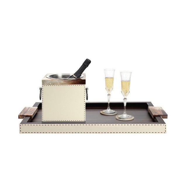 Not Yet Made - Made To Order Nives Champagne Bucket in Glossy Horn and Aida Pebbled Leather by Arcahorn For Sale - Image 5 of 9