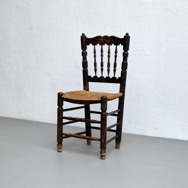 Rustic Wood French Chairs, 1950s, Set of 4 For Sale - Image 12 of 18