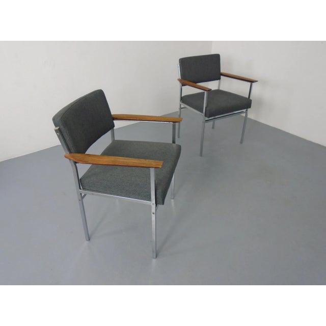 Metal Vintage Square Tubular Tulipwood and Steel Armchairs, Germany, 1960s, Set of 2 For Sale - Image 7 of 15