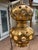 Mid-Century Modern Nardi Studios Mid Century Double Gourd Pierced Gilt Ceramic Swag Hanging Lamp For Sale - Image 3 of 4