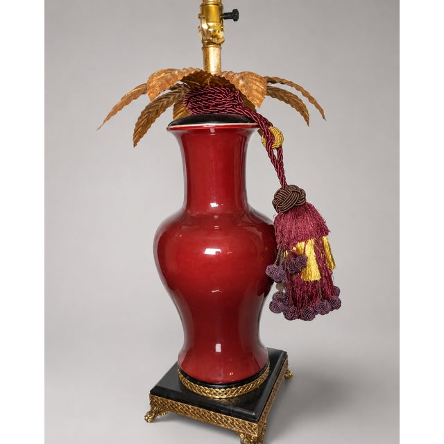 1970s 1970s Hollywood Regency Frederick Cooper Red Lamps With Silk Tassels, a Pair For Sale - Image 5 of 13