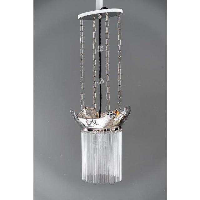 Art Deco Nickel-Plated Pendants with Glass Sticks, 1920s, Set of 3 For Sale - Image 14 of 18