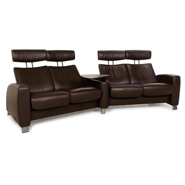 Arion Leather Four Seater Sofa in Dark Brown from Stressless For Sale - Image 5 of 14