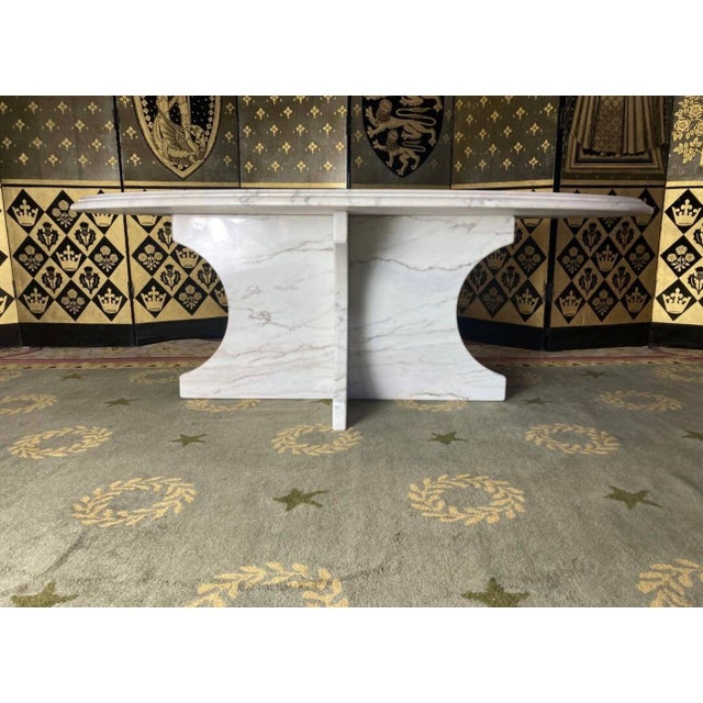 Italian Oval Carrara Marble Coffee Table, 1970s For Sale - Image 4 of 10