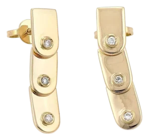 Gucci 18k Yellow Gold Diamond Three Tier Drop Earrings