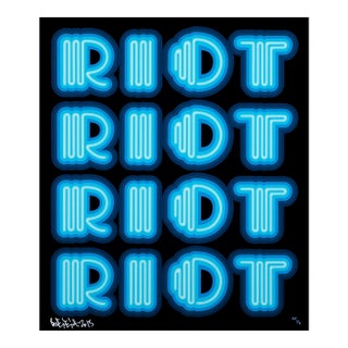 Ben Eine, Riot (Blue), Rare Large Hand Signed Screen Print, 2015 For Sale