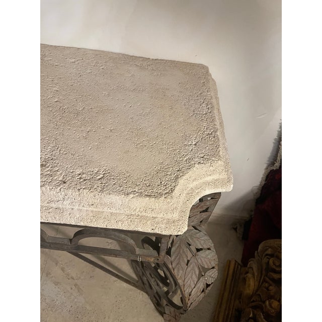 Ecru Vintage Cast Iron Console Top Stone French For Sale - Image 8 of 12