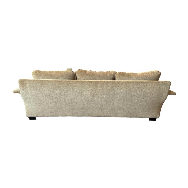 Contemporary Late 20th Century Tan Velvet Sofa For Sale - Image 3 of 6