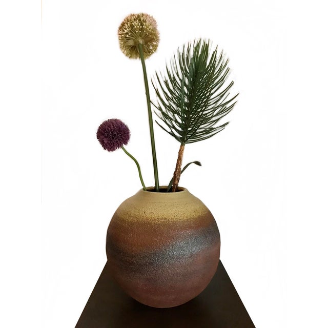 1970s Vintage 1970s Large Mid-Century Modernist Studio Signed Brown Ceramic Sculptural Vase For Sale - Image 5 of 10