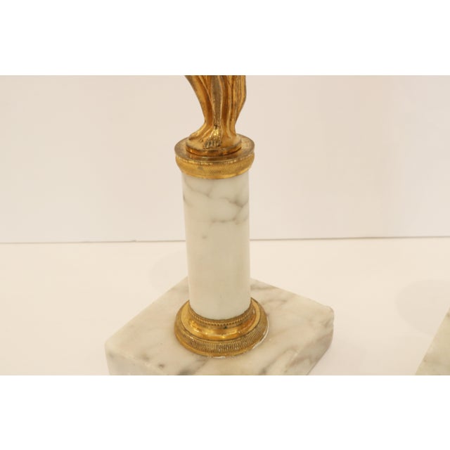 Pair of Candleholders with Karyatids, Bronze & Marble, Berlin Early 19th Century For Sale - Image 9 of 12