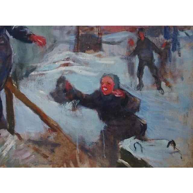 1970s Soviet Industrial Landscape Oil Painting, Ukrainian Art, 1970s 67-90 For Sale - Image 5 of 6