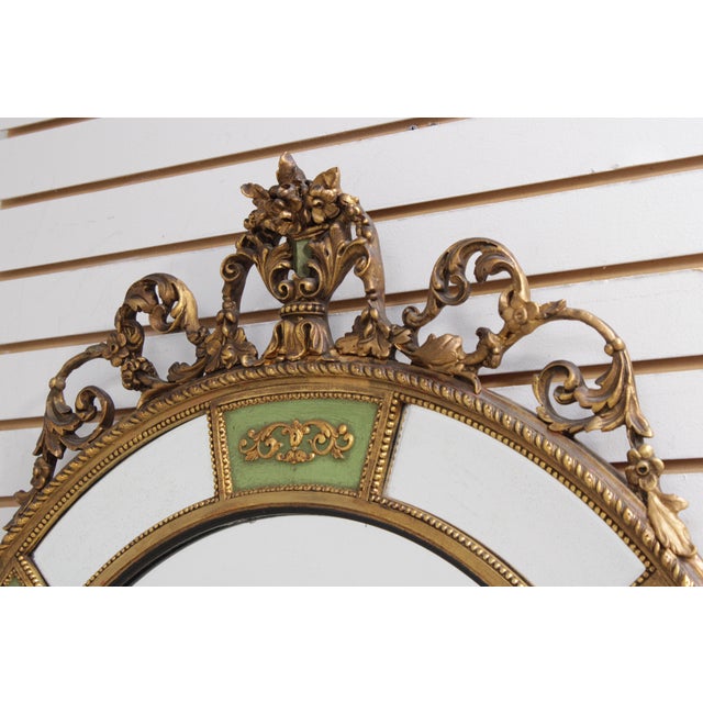 Vintage 1930s Louis XVI Style Parcel Gilt Mirror For Sale - Image 4 of 16