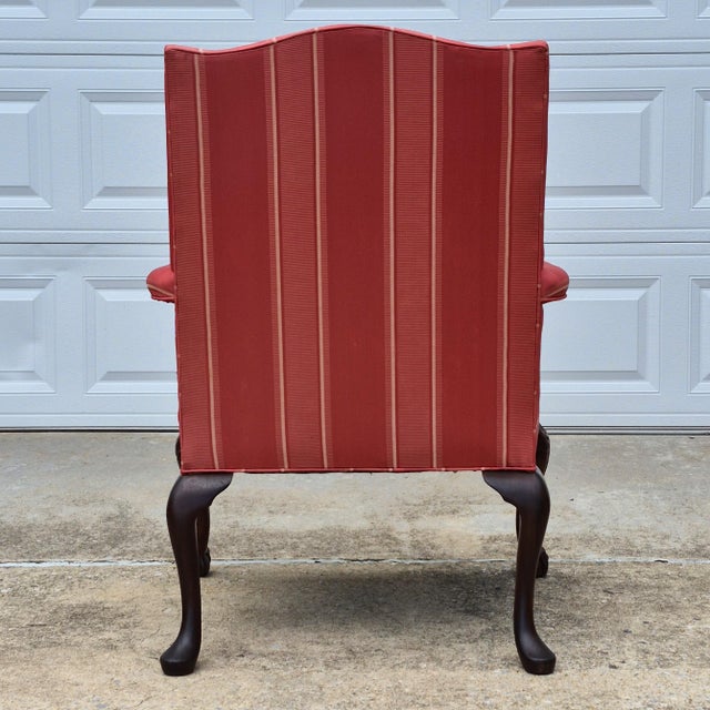 Red 1990s Hickory Chair Chippendale Carved Mahogony Gainsborough Library Arm Chair Claw & Ball Feet For Sale - Image 8 of 17