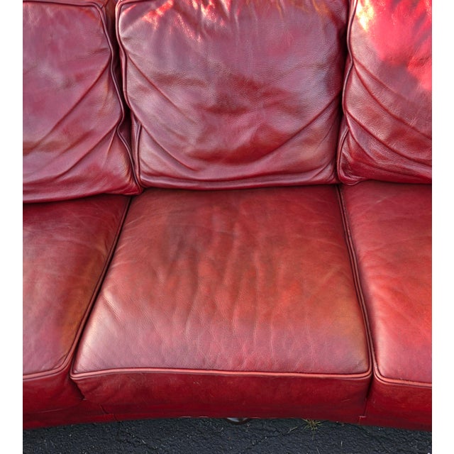 Hancock & Moore Sundance Burgundy Leather Sofa With Nailhead Trim and Turned Bun Feet For Sale - Image 16 of 18