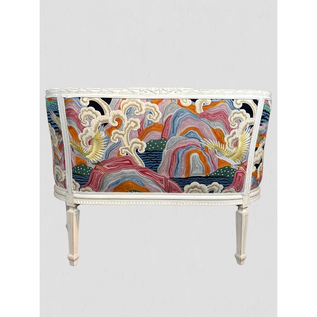 French Louis XV Style Chair Vintage Newly Upholstered Crane For Sale - Image 3 of 18