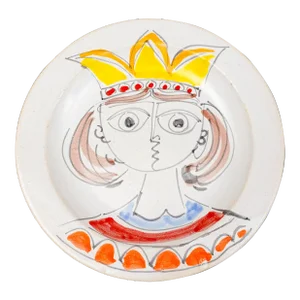 Desimone Italy 65 Signed Vintage Hand-Painted Queen Art Pottery Plate