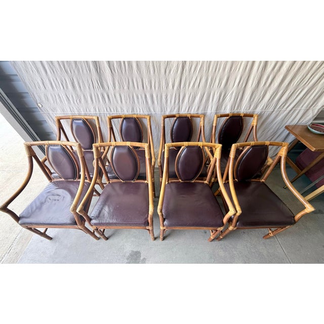 Vintage Rattan Armchairs - Medallion Back - Set of 8 For Sale - Image 4 of 6