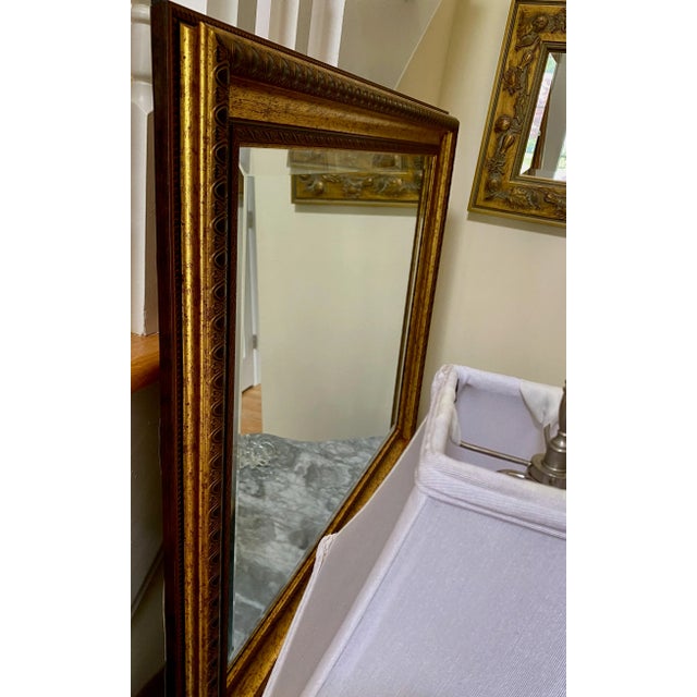 1970s 1970s Beveled Wall Mirror With Etched Gold Leaf Frame For Sale - Image 5 of 6