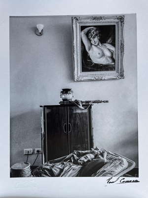Raul Corrales, El Sueño, Portrait with Nude Painting, Signed Photograph