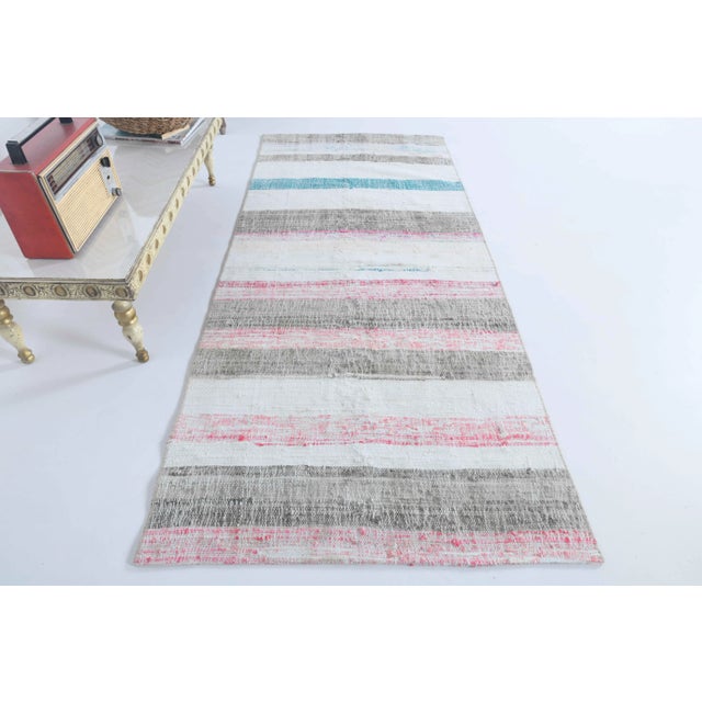 Vintage Turkish Hand-Knotted vintage rug is a semi-antique vintage kilim runner rug.'70s Eastern region of Turkey's unique...