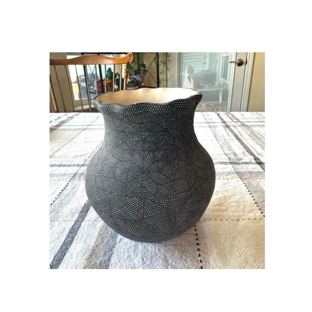 Native American Vintage Native American Hand Coiled Hand Painted Acoma Pueblo Pottery Jay Vallo For Sale - Image 3 of 9