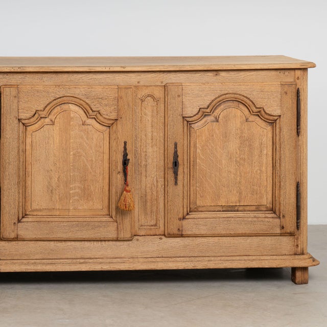 19th Century French Bleached Oak Long Sideboard Buffet For Sale - Image 16 of 17