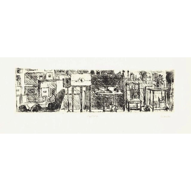 The Artist's Studio - Original Etching by Renzo Biasion - 1960s 1960s For Sale - Image 3 of 3