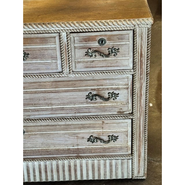 Vintage French Whitewashed Oak Chest For Sale - Image 4 of 7