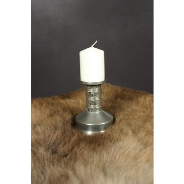 Vintage Danish Pewter Candleholder from Jyde Kunst, 1960s, in Good conditions. Designed 1960 to 1969 This piece has an...