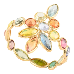 4.81ct Multi Sapphire Elongated Floral Ring Size 7