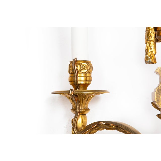 19th Century 19th Century French Louis XVI Style Two-Light Wall Sconces Candelabra - a Pair For Sale - Image 5 of 14