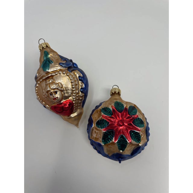 Vintage Hand Blown Mercury Glass W. Germany Christmas Ornaments, 7 Pieces For Sale - Image 9 of 12