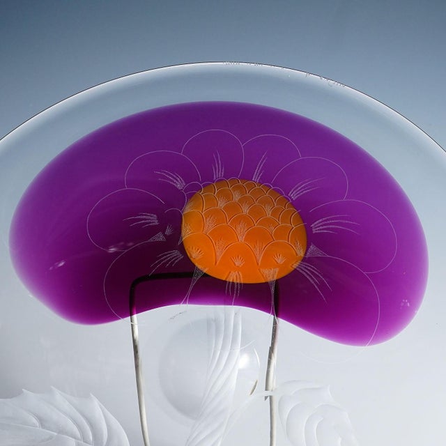 Orrefors Expo Art Glass Plate by Olle Alberius for Orrefors, Sweden 1977 For Sale - Image 4 of 7