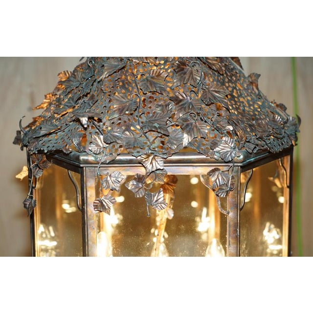 Italian Copper Floral Hanging Lantern, 1960s For Sale - Image 9 of 15