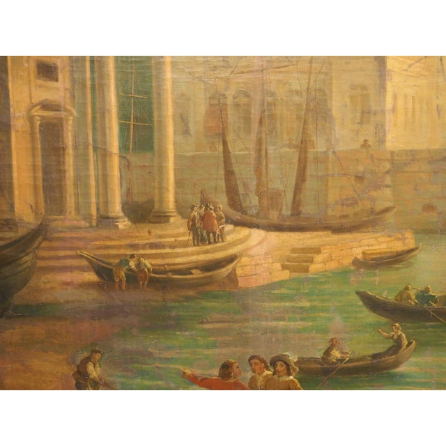 19th Century French Seaport Oil Painting After Claude Lorrain, 60.4 X 74.3 In For Sale In Dallas - Image 6 of 18
