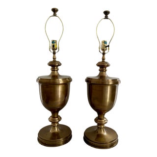 1972 Chapman Solid Brass Urn Form Lamps - a Pair For Sale