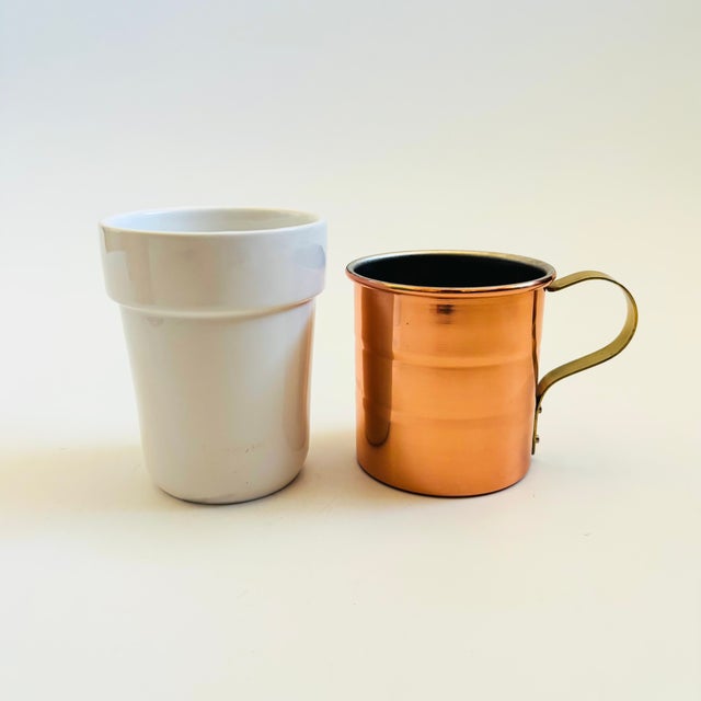 Vintage Copper and Ceramic Mugs - Set of 4 - Made in Korea For Sale - Image 9 of 15