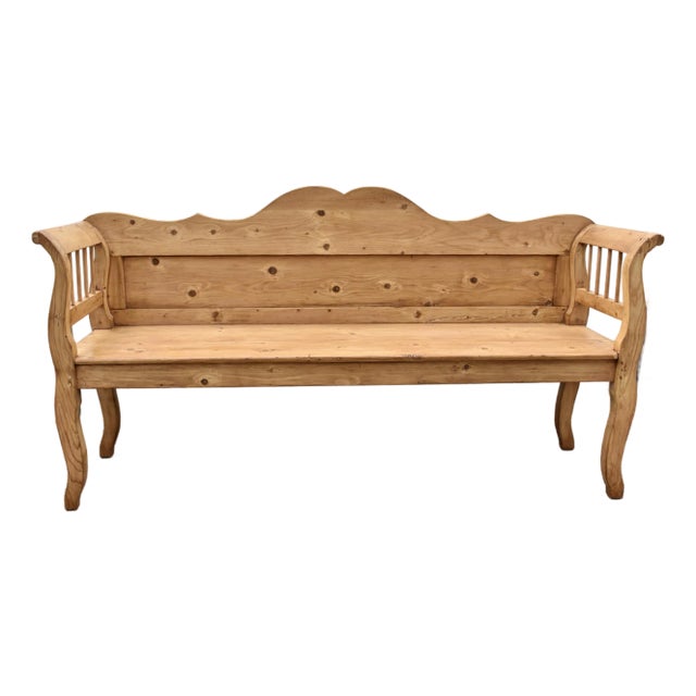 Pine Camel-Back Bench or Settle, Circa 1900 For Sale