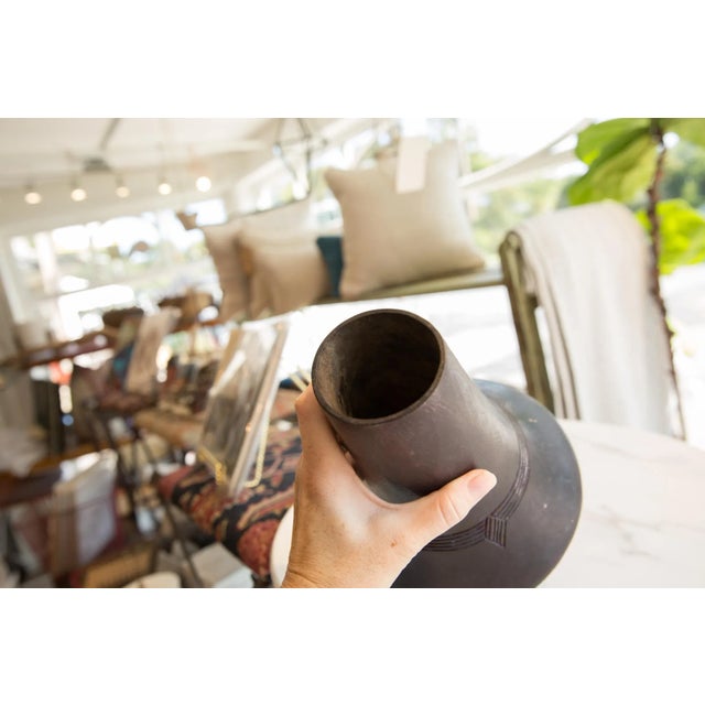 Vintage African Indigo Dyed Wooden Vase For Sale - Image 4 of 9