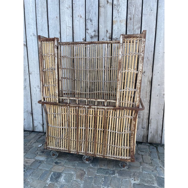 Antique Bamboo and Iron Cart, 1950s, in Good conditions. Designed 1950 to 1959